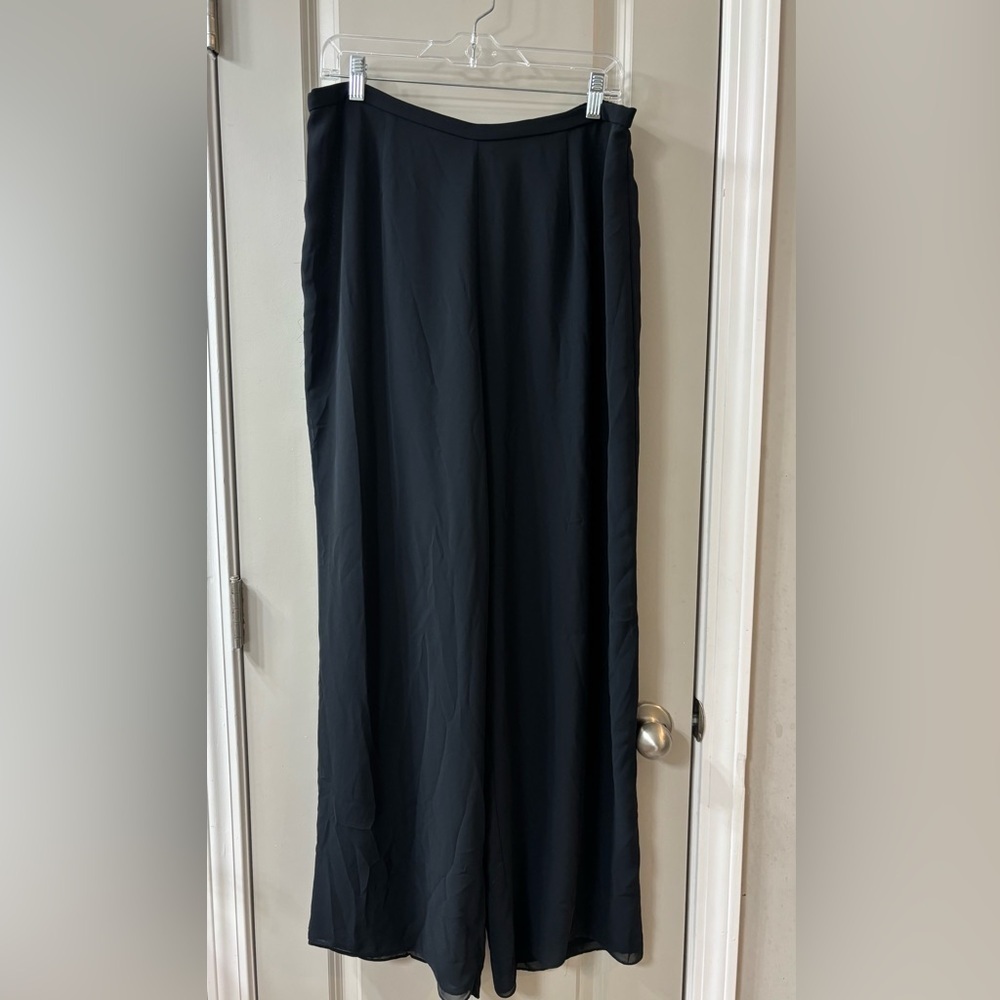 Adrianna Papell Sheer Black Flowy Pants